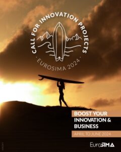 Le cluster EUROSIMA, regroupement d'acteurs de l'industrie des sports de glisse. Affiche de l'appel à Projets Innovation 2024.